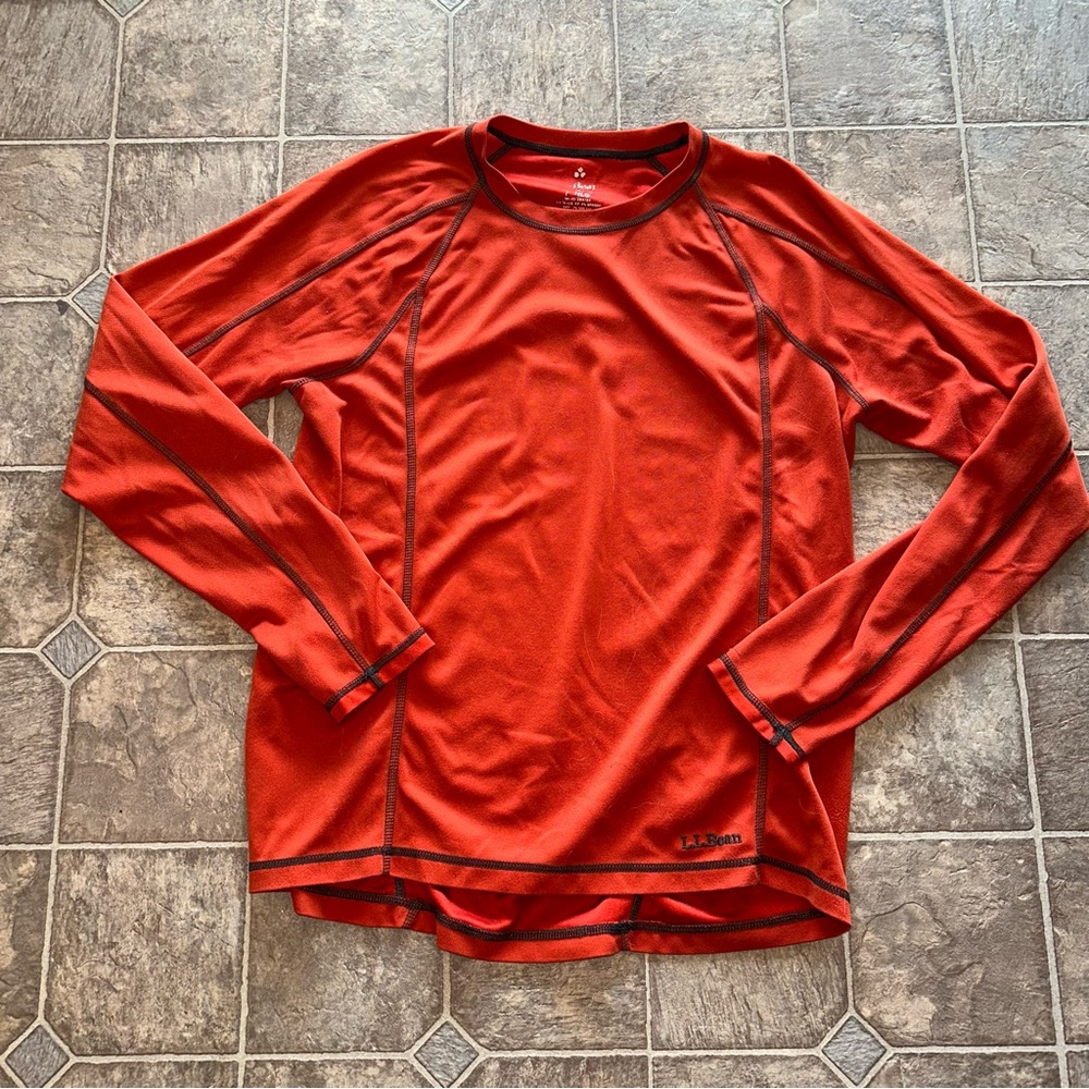L.L. Bean Orange Exercise Shirt Long Sleeve